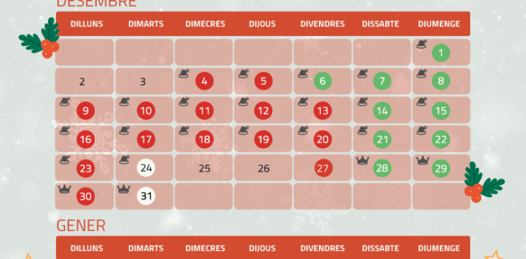 Calendari del Pare Noel i els Reis Mags